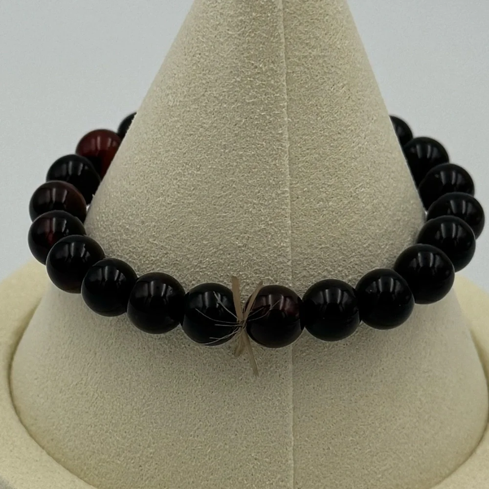 Black Agate Sardonyx Stone Beaded Bracelet Gothcore Minimalist Unisex‎